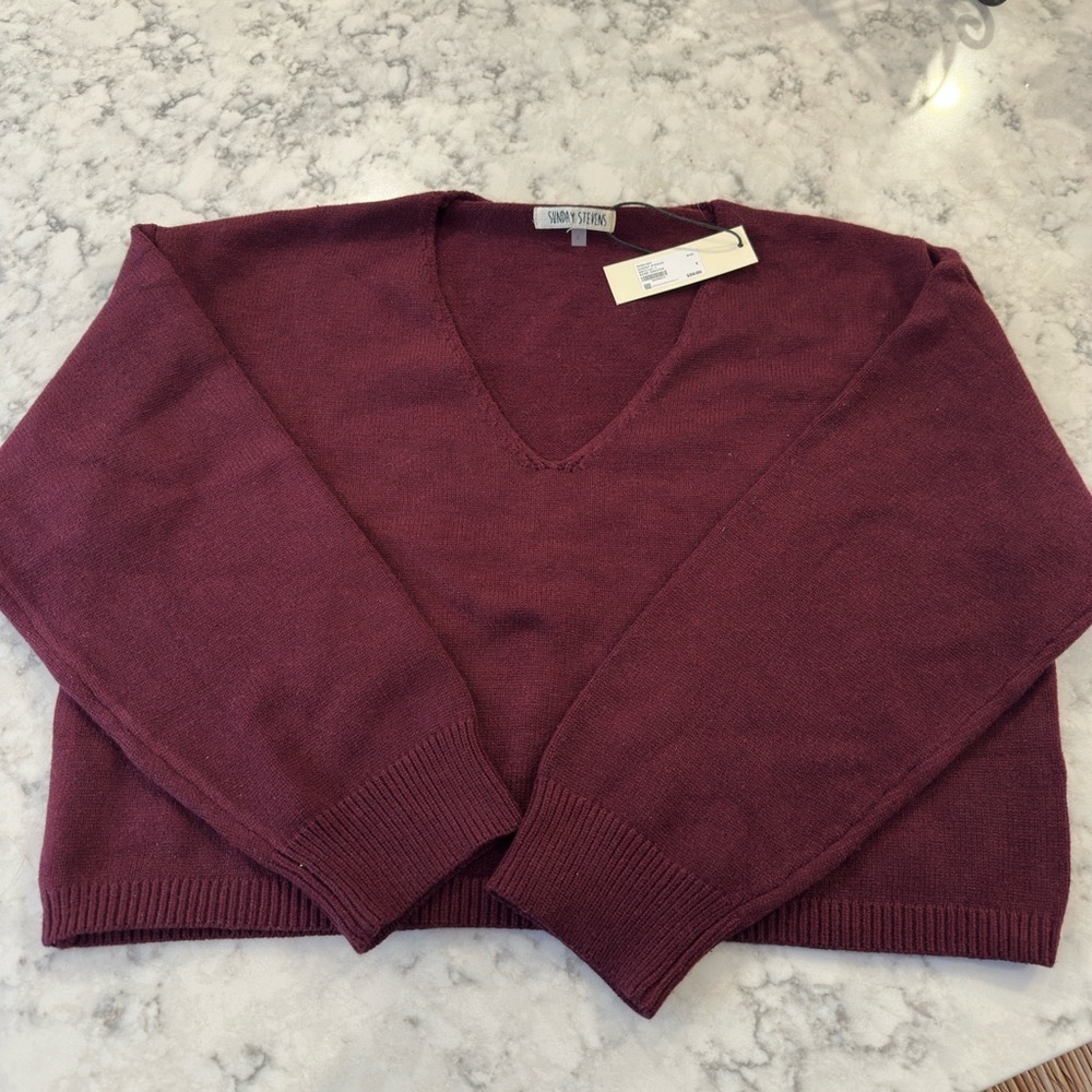 Red V-Neck Sweater with Relaxed Fit